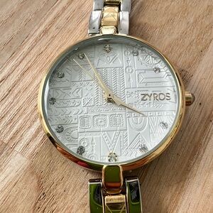 Zyros ladies two tone bracelet watch NEW BATTERY